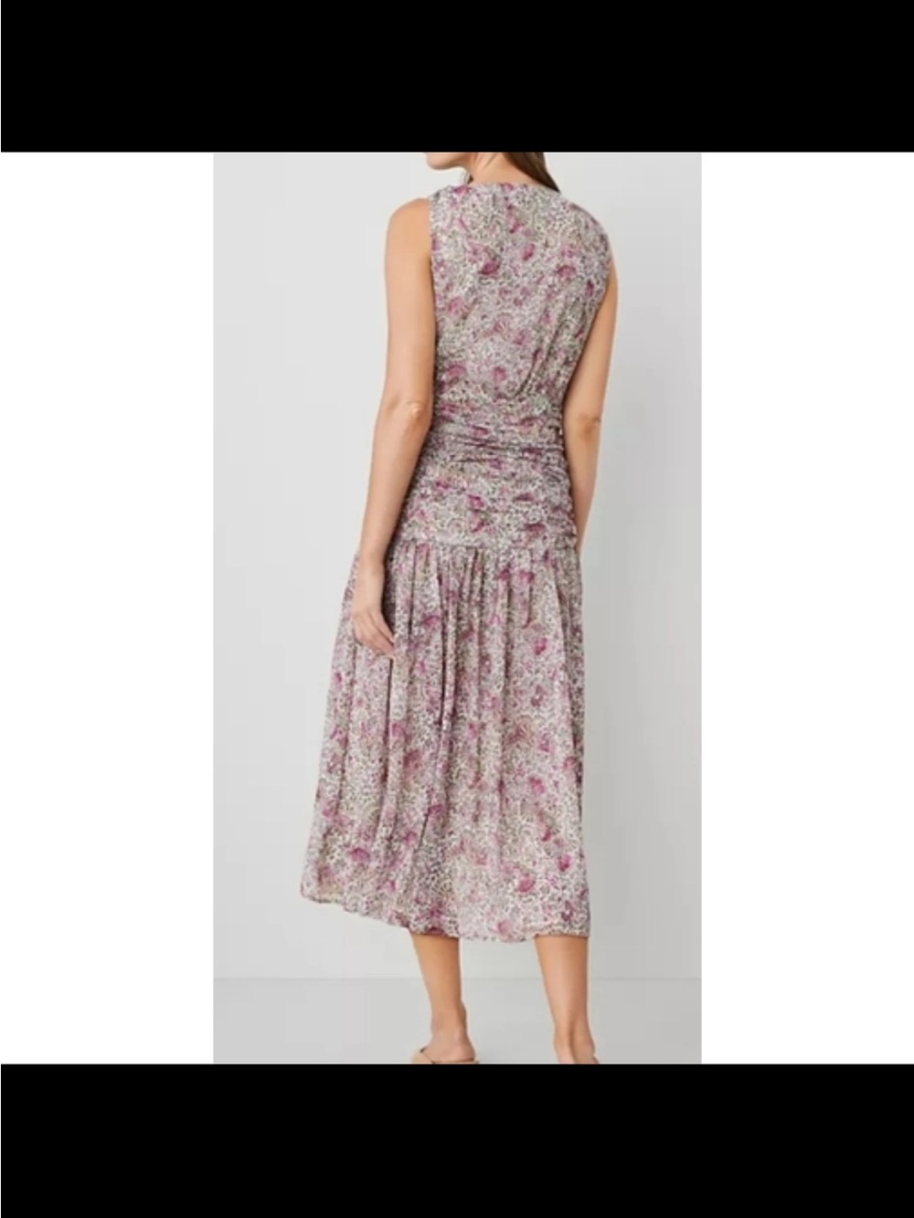 Ann Taylor Purple on white Floral Sleeveless Midi Wrap Illusion Dress NWT - Picture 2 of 4